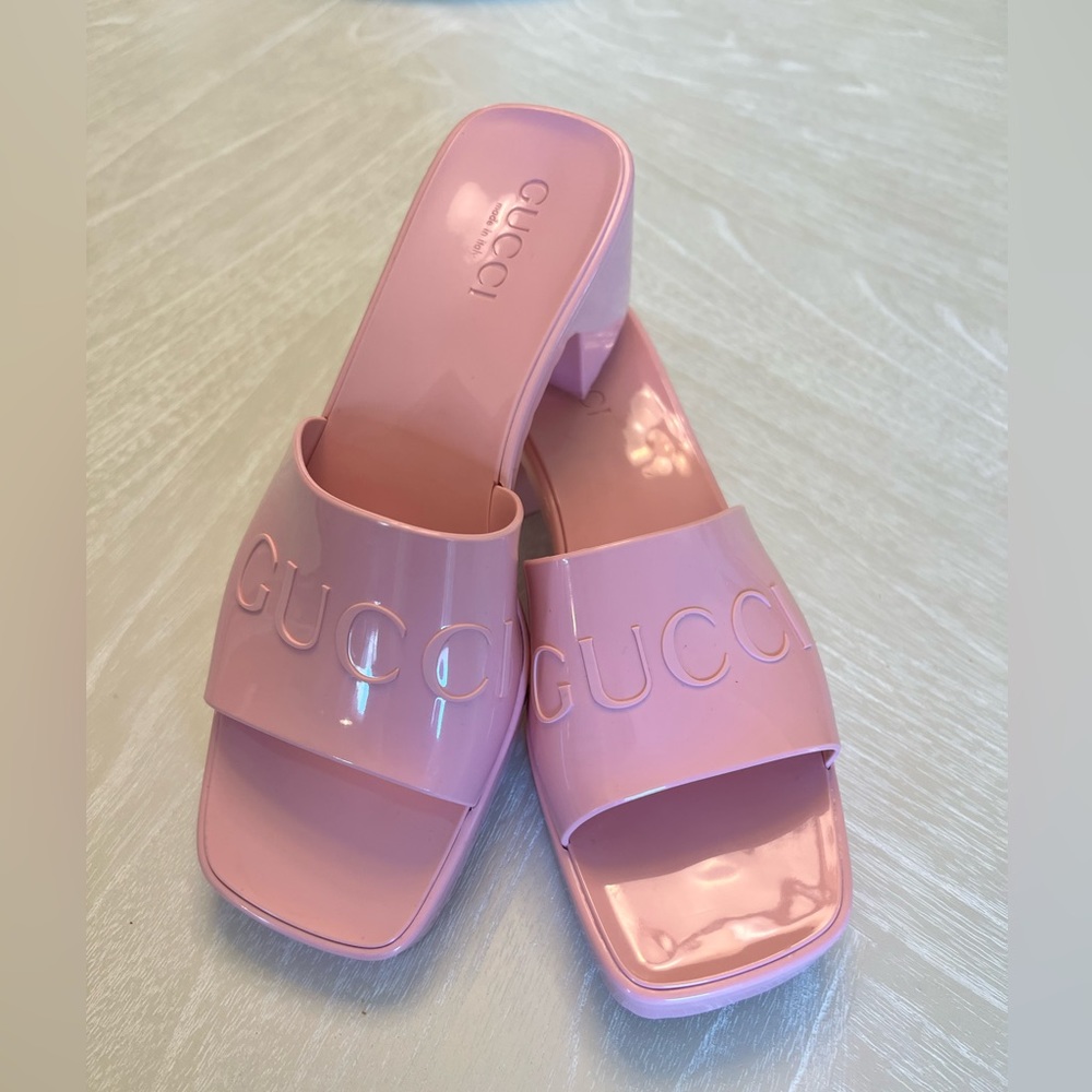 Gucci Rubber Slides Pink Size 38